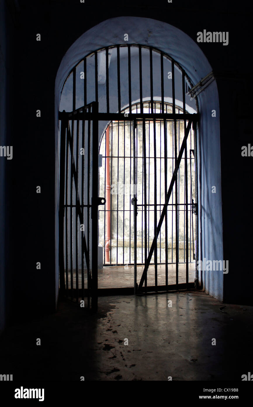 innerhalb einer Zelle cellular Jail, Andaman Inseln, Indien Stockfoto