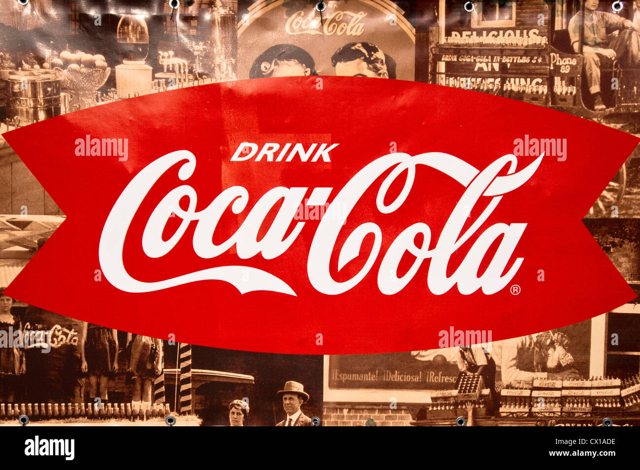 Retro-Coca Cola Werbeschild Stockfoto