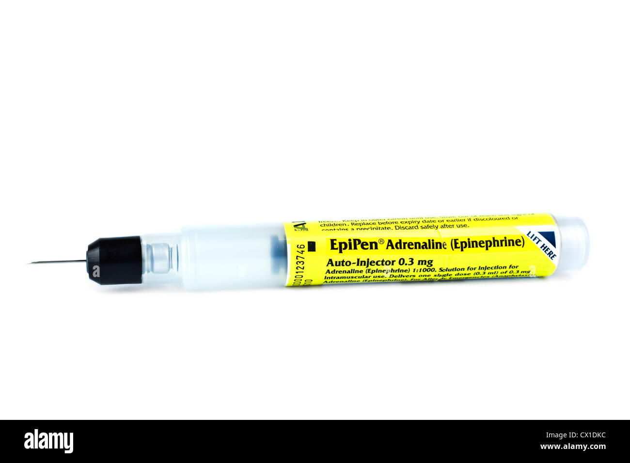 EpiPen Notfall Adrenalin Adrenalin Injektionspen für Anaphylaxie Behandlung von allergischen Reaktionen Stockfoto