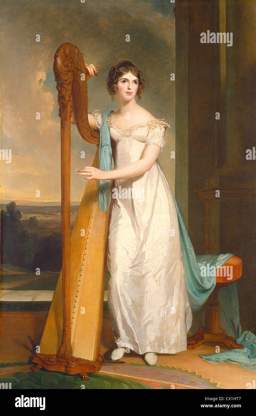 Thomas Sully, Dame mit einer Harfe: Eliza Ridgely, amerikanisch, 1783-1872, 1818, Öl auf Leinwand Stockfoto