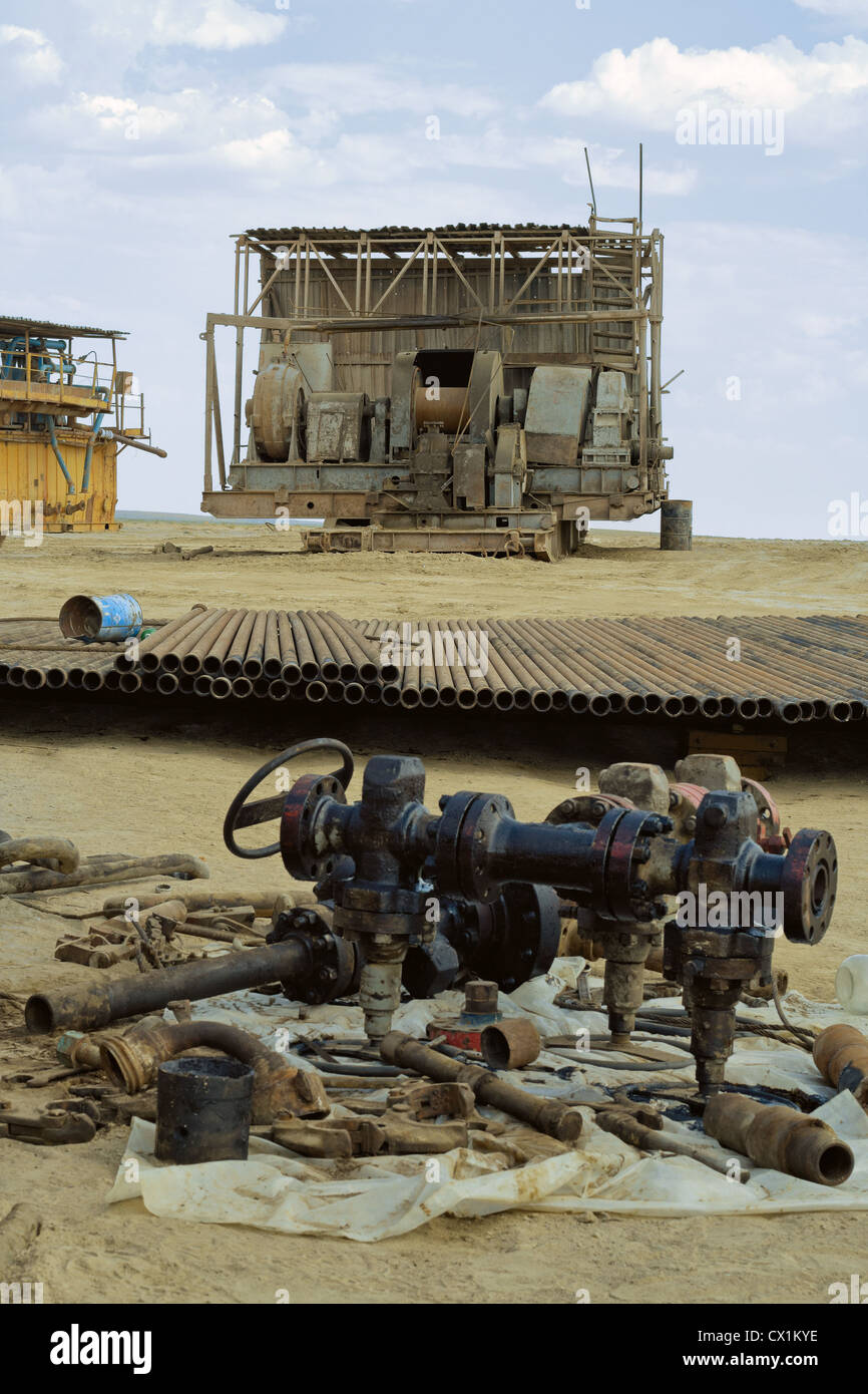 trocken, Wüste, Bohrer, Bohren, Energie, Umwelt, Ausrüstung, Extraktion, Fossil, Kraftstoff, Gas, Hebezeug, Industrie, Industrie, Aufzug, Stockfoto