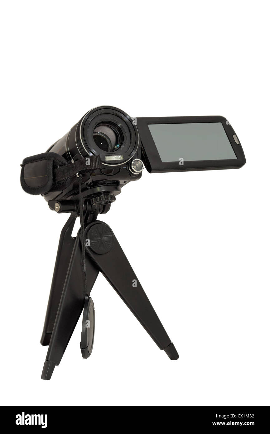 Camcorder, Kamera, Digital, Ausrüstung, Film, Hobby, Objektiv, Film, Bild, isoliert, Ziel, auf weiß, optische, Zeitvertreib, Eunhye Stockfoto