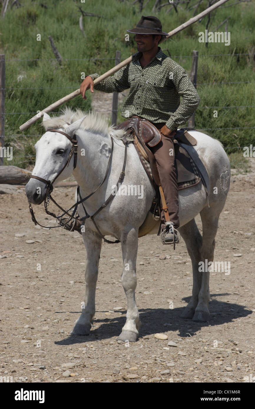 Camargue-Cowboy Stockfoto