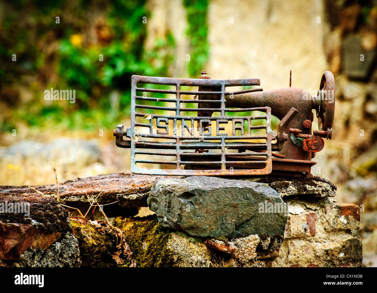 Szene in das Dorf von Oradour-Sur-Glane - das Dorf der Märtyrer France Stockfoto