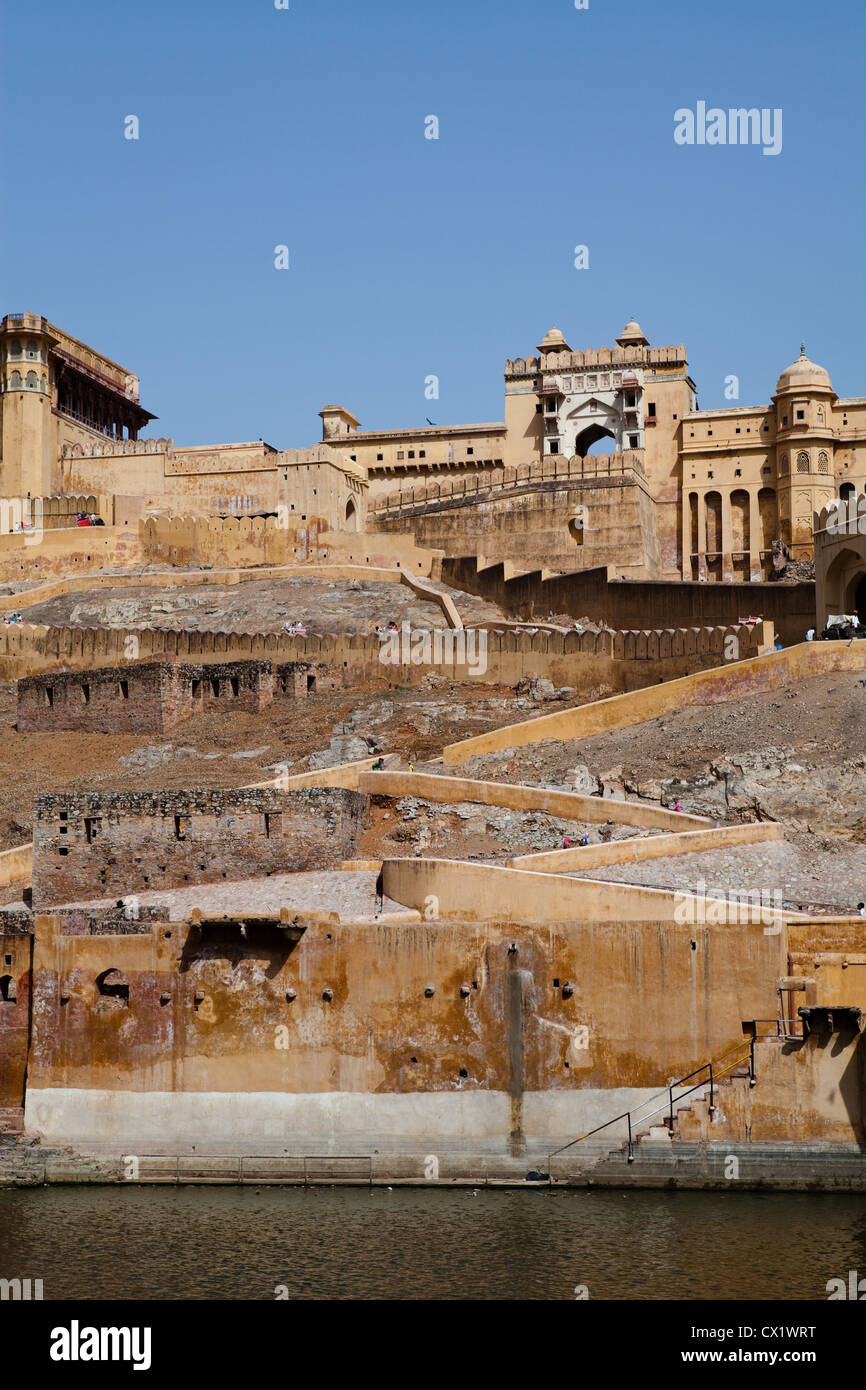 Amer Fort aus dem Boden, in der Nähe von Maota See gesehen Stockfoto