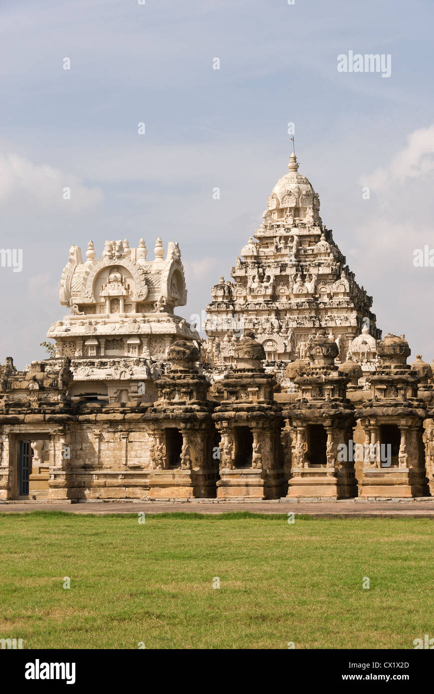 Elk201-4093v Indien, Tamil Nadu, Kanchipuram, Kailasanatha-Tempel Stockfoto