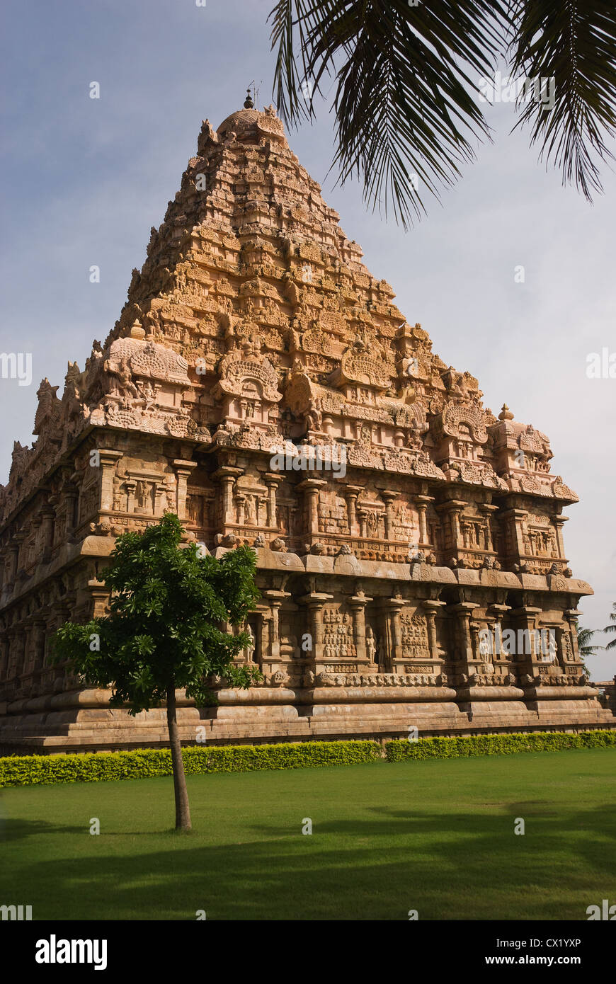 Elk201-4596v Indien, Tamil Nadu, authentische Brihadishwara-Tempel vimana Stockfoto