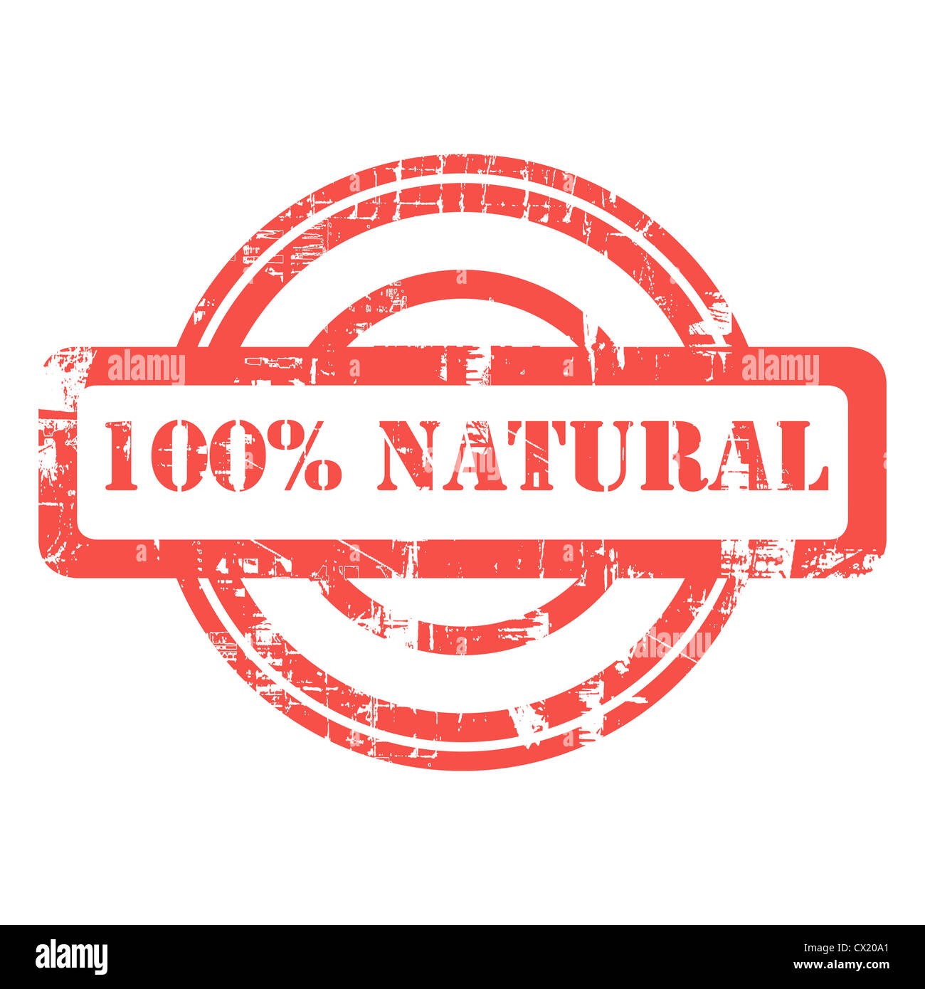 100 % natürliche verwendet rote Grunge Stempel isoliert auf weißem Hintergrund. Stockfoto