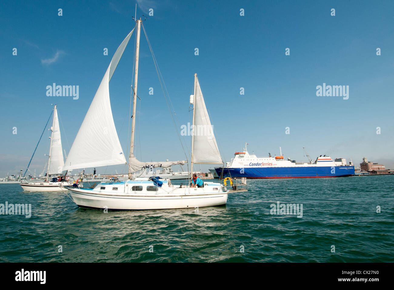 Segelyachten in Portsmouth Harbour Stockfoto