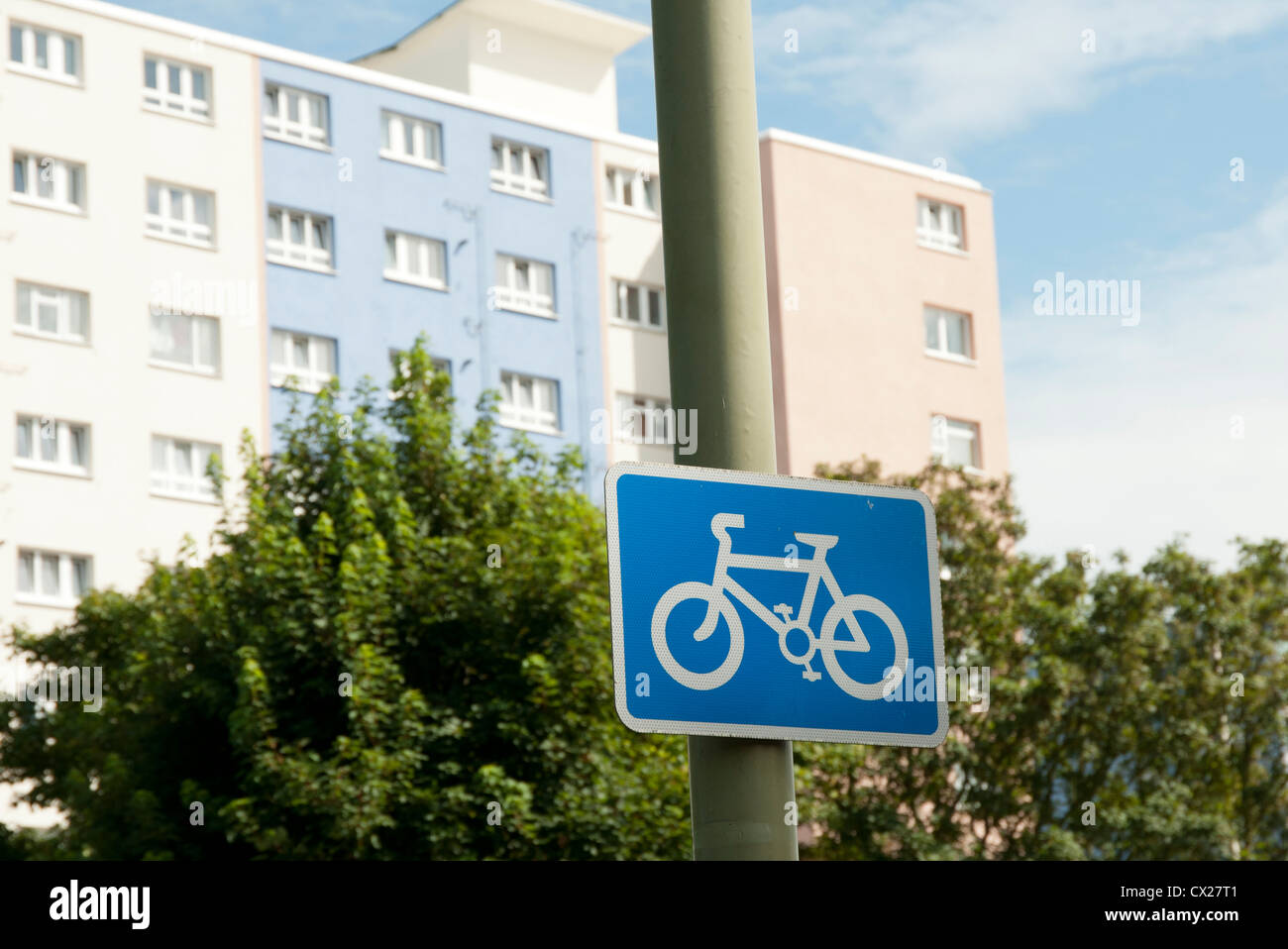 blaue Zyklus Fahrrad Schild Stockfoto