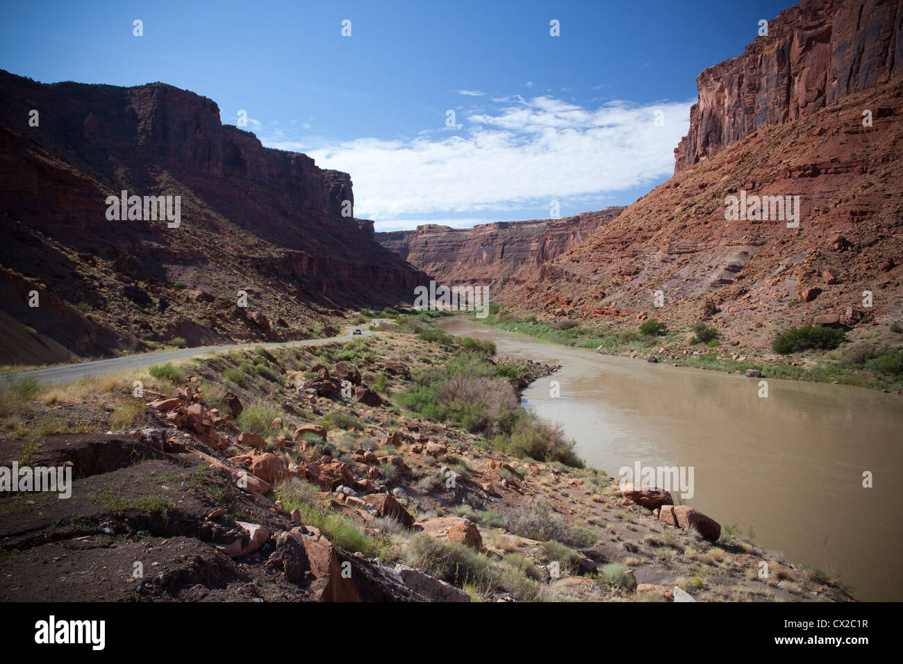 Autobahn 128 Utah Colorado River, in der Nähe von Moab Stockfoto