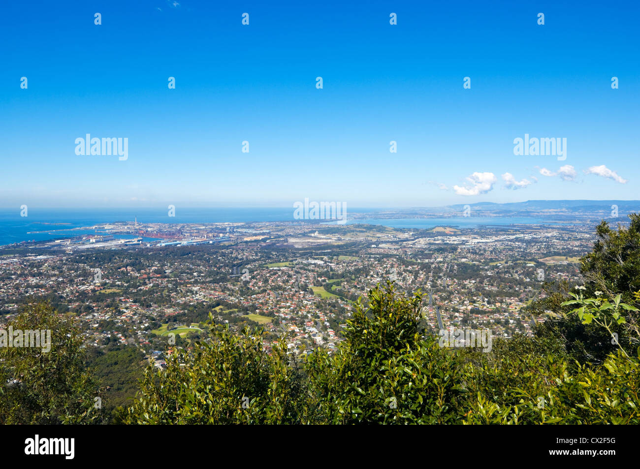 Ansicht von Wollongong aus Mount Keira Lookout, New-South.Wales, Australien Stockfoto