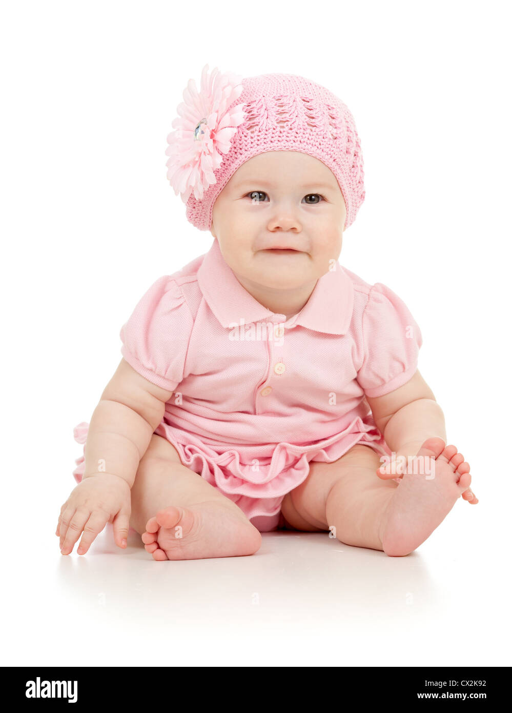 Kleine süße Baby-Mädchen im rosa Kleid isoliert Stockfotografie - Alamy