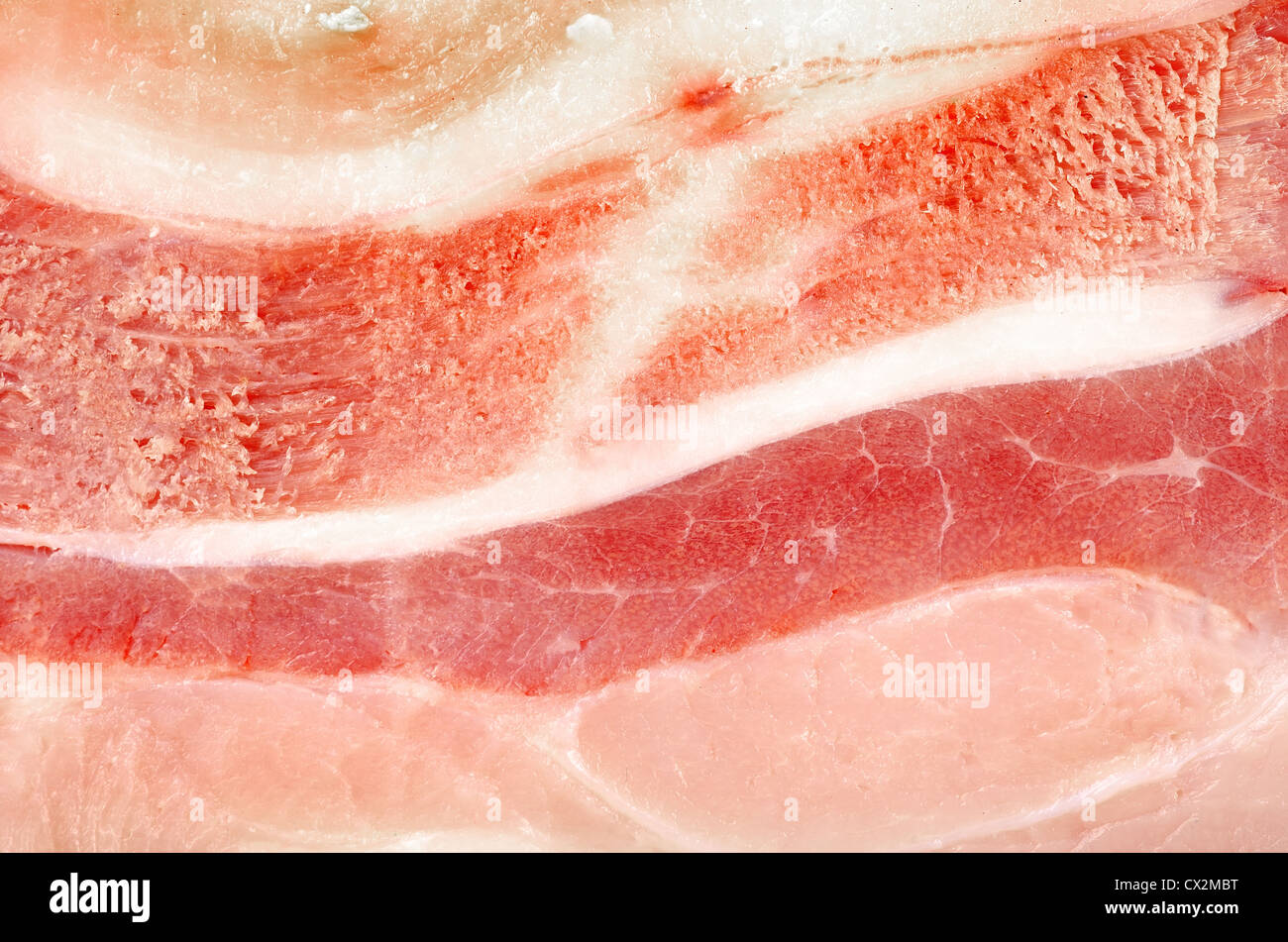 Geräuchertes Schweinefleisch Speck. Hintergrund von geräuchertem Fleisch Stockfoto