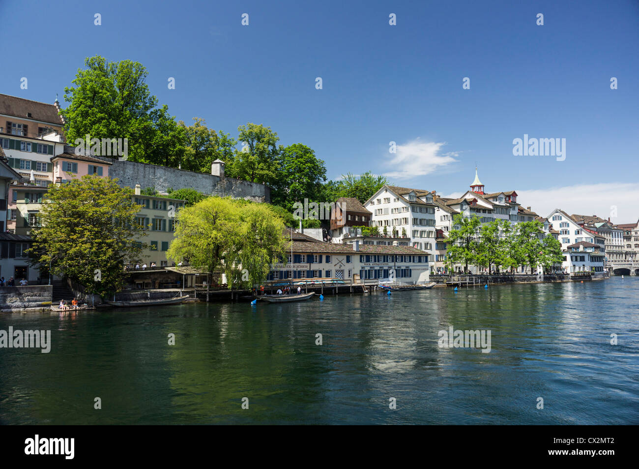 Limmat, Riverside, Zürich, Schweiz Stockfoto