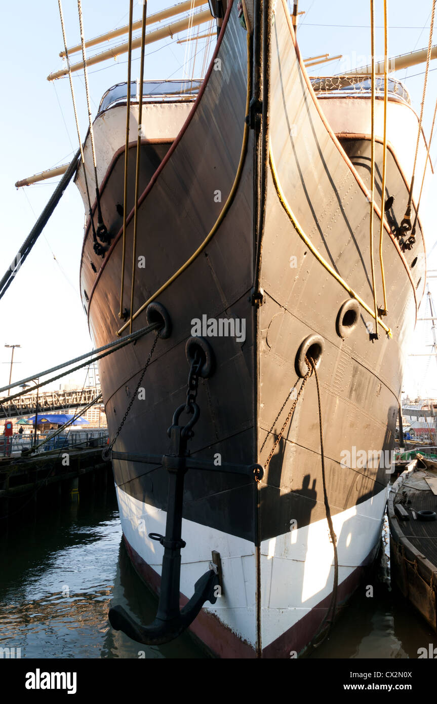 Peking ist ein 4 Masten, Stahl-geschältes Segelschiff, die befindet sich in der South Street Seaport Museum in New York City. Stockfoto