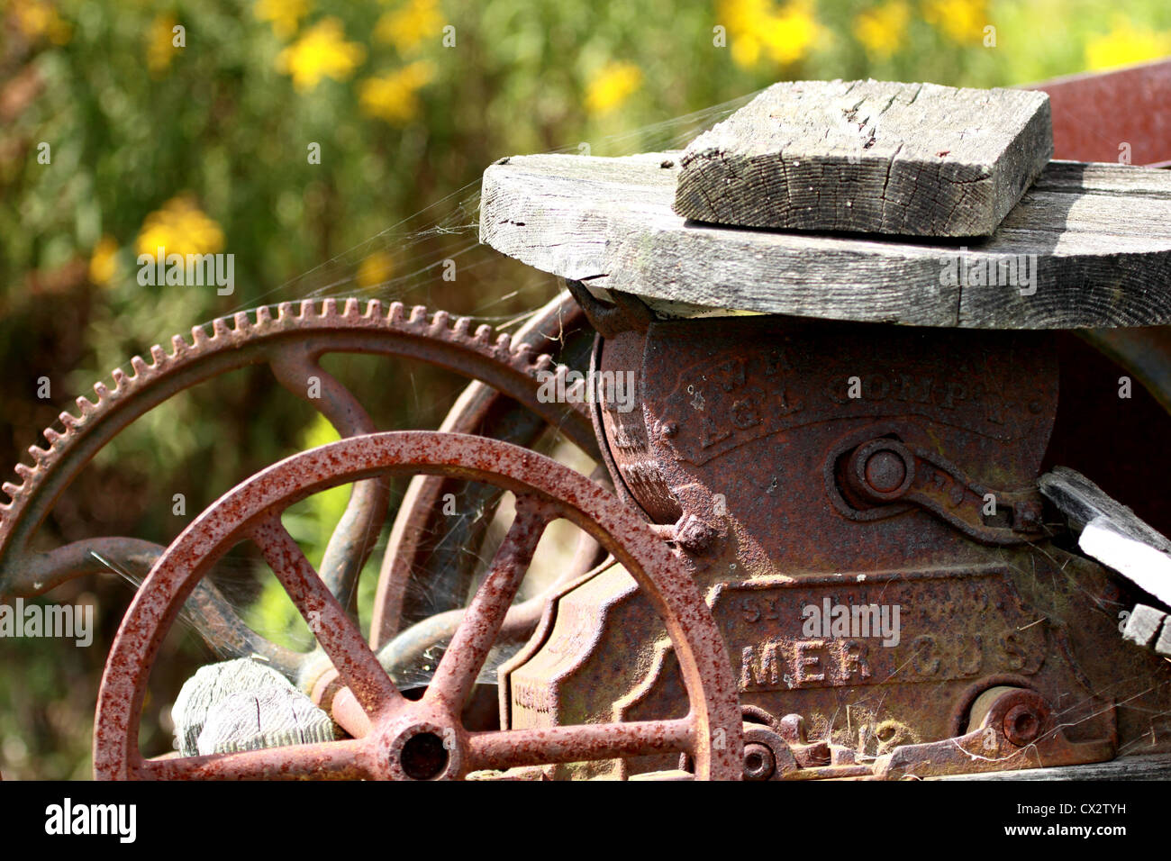 Eine alte Apple Mostpresse. Stockfoto