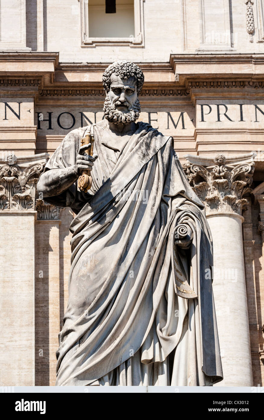 Detail Bild des Heiligen Petrus Statue, St. Peter Basilika, Vatikanstadt, Rom, Italien. Stockfoto