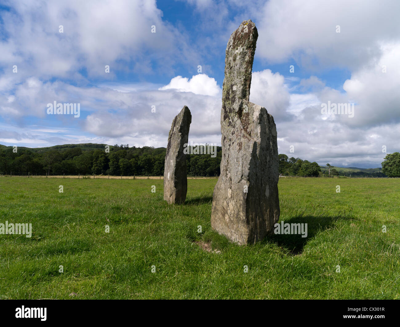 dh Nether Largie Stones KILMARTIN Glen ARGYLL SCHOTTLAND stehende Steine Historische Denkmäler Stockfoto