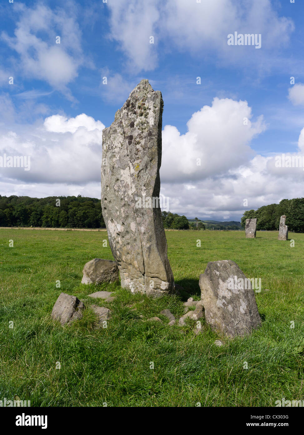 dh Nether Largie Stones KILMARTIN Glen ARGYLL SCOTLAND Scottish Standing Stein mit Tasse markiert großbritannien Stockfoto