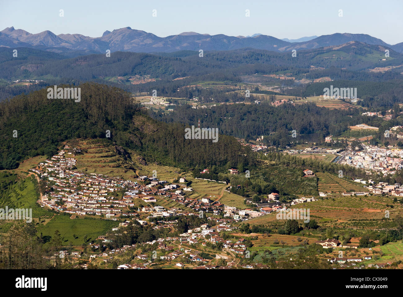 Elk201-5537 Indien, Tamil Nadu, Udhagamandalam (Ooty), Mt Doddabetta Lookout, Landschaft Stockfoto