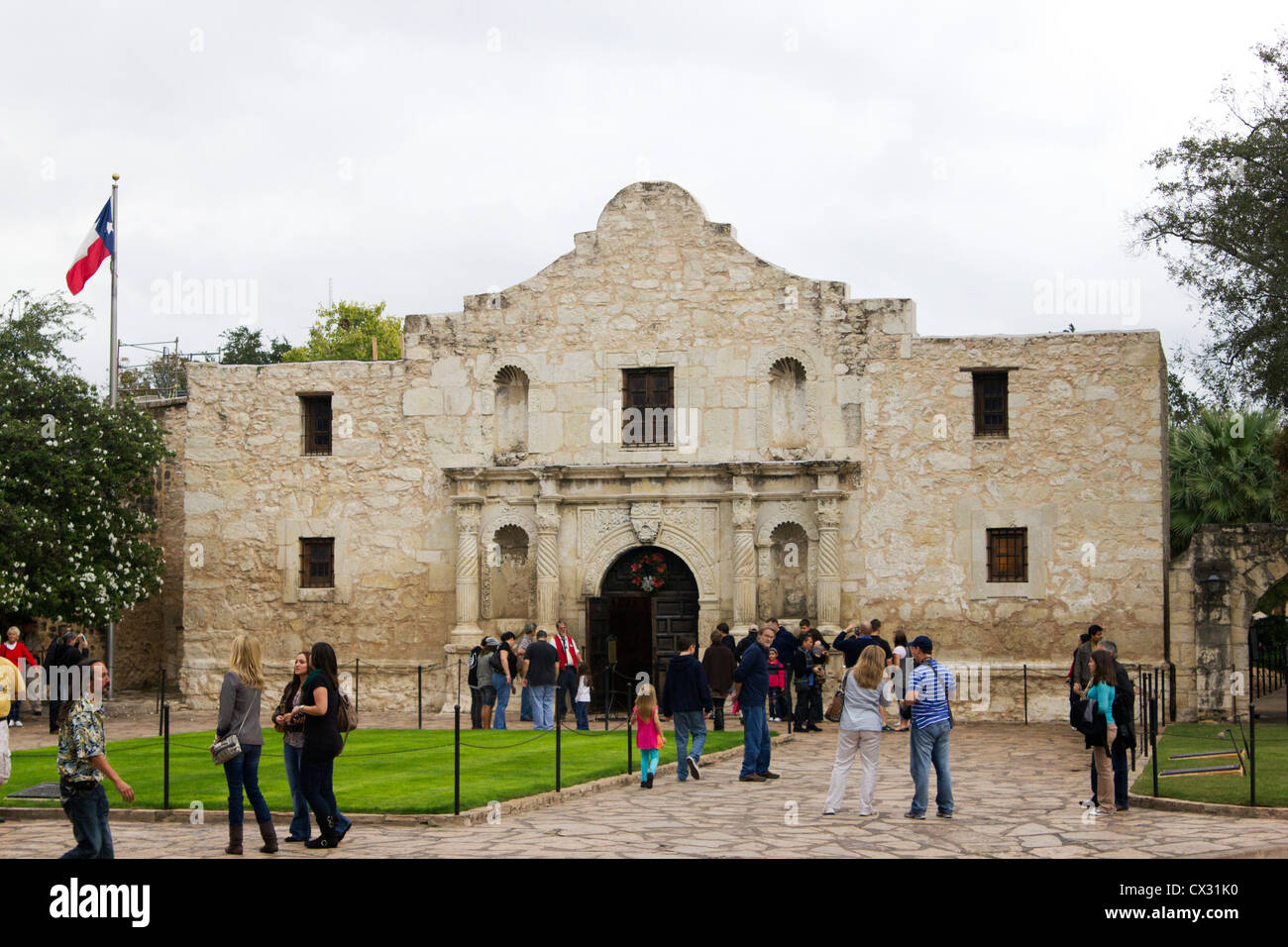 Touristen, die Alamo, San Antonio, Texas Stockfoto