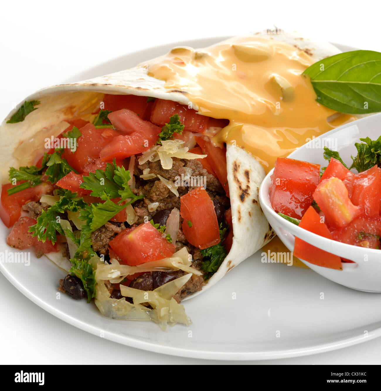 Burrito mit Rindfleisch und Gemüse Stockfoto