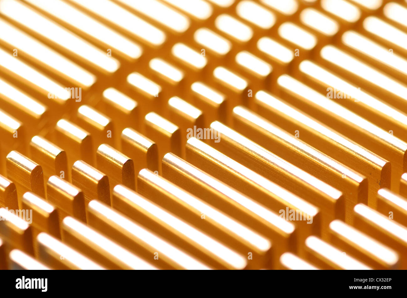 Hintergrund mit Nahaufnahme des Kühlkörpers auf einem motherboard Stockfoto