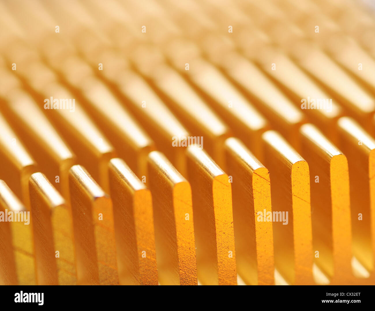 Hintergrund mit Nahaufnahme des Kühlkörpers auf einem motherboard Stockfoto