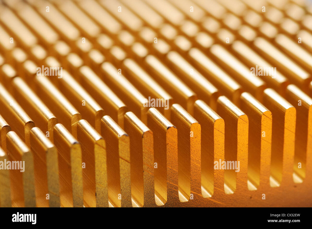 Hintergrund mit Nahaufnahme des Kühlkörpers auf einem motherboard Stockfoto