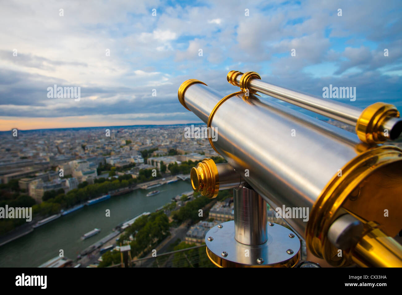 Blick auf Paris und Seine von Effeil Turm Stockfoto