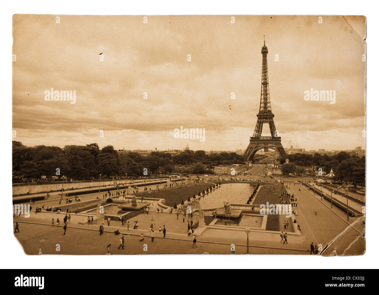Vintage Sepia getönten Postkarte der Eiffelturm in Paris Stockfoto