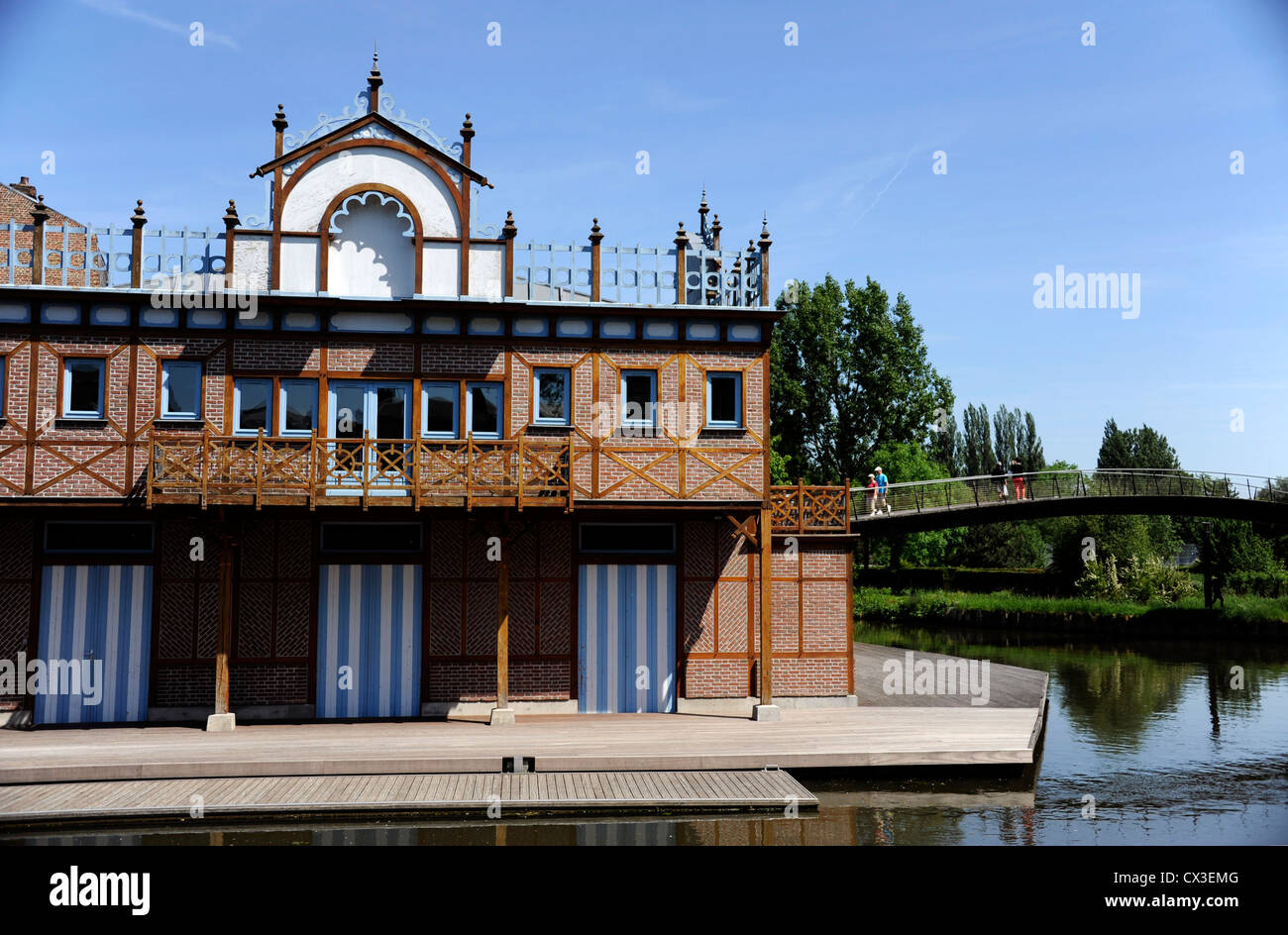 Sport Nautique Amiens, Clubhaus, Somme River, Amiens, Somme, Picardie, Frankreich Stockfoto