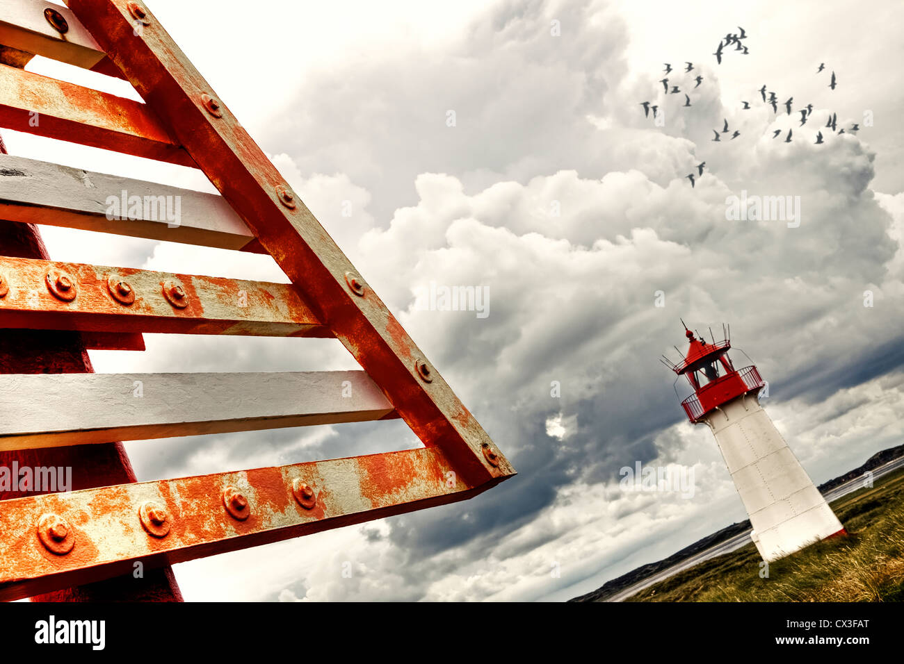 Leuchtturm List West, Ellenbogen, Länderliste, Sylt, Schleswig-Holstein, Deutschland Stockfoto