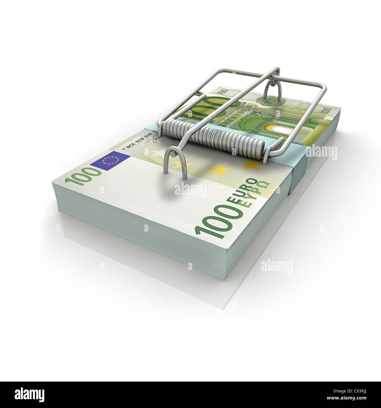 EURO-Mausefalle Auf Weissem Hintergrund - EURO Mausefalle auf weißem Hintergrund Stockfoto