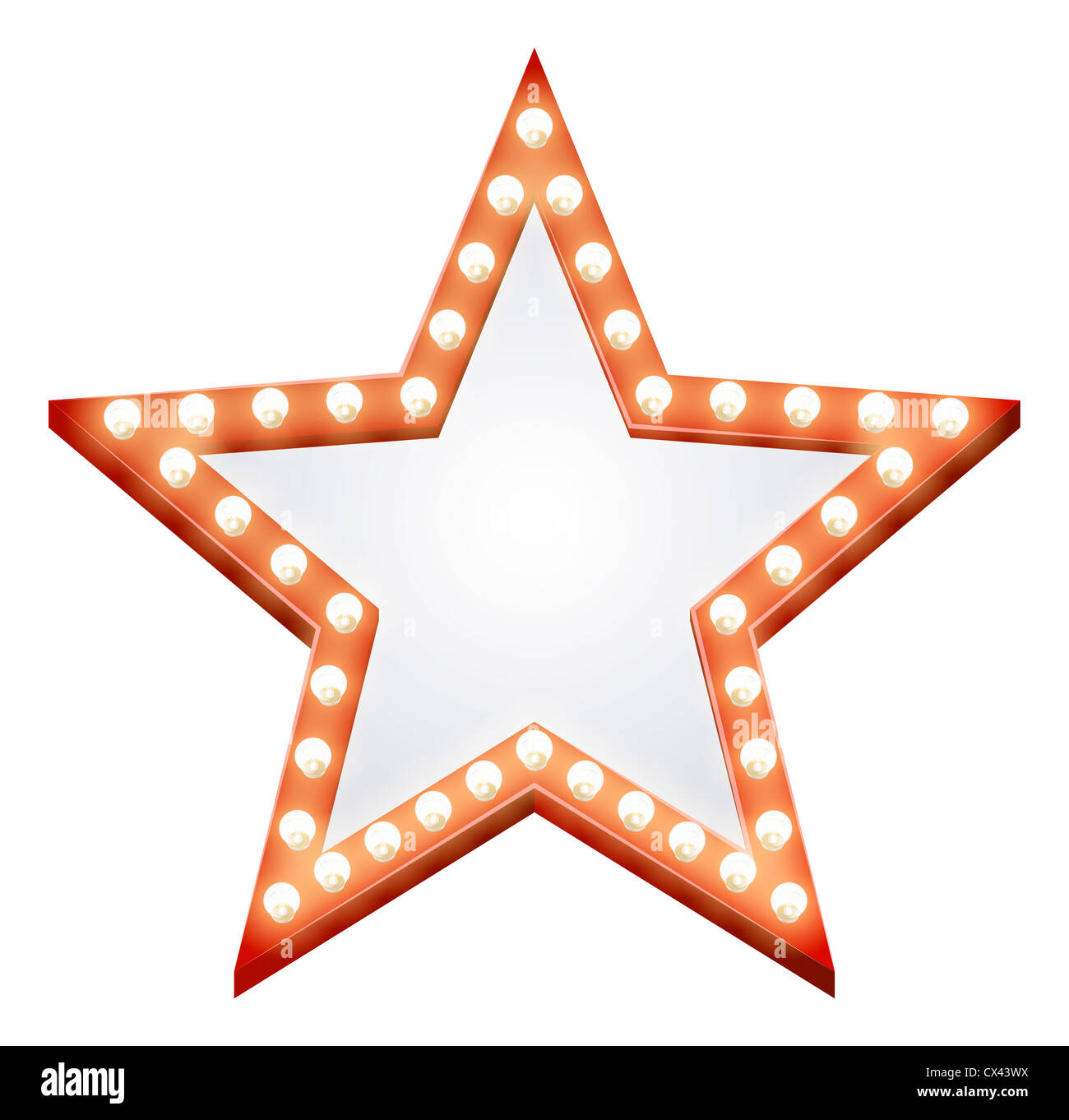 Illustration der eine Stern geformte Leuchtschild mit Glühbirnen um sie herum Stockfoto