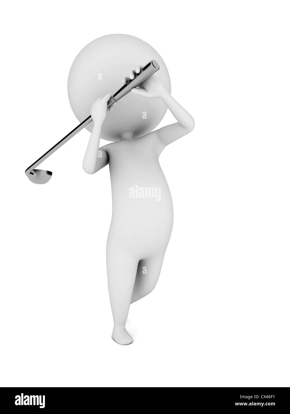 3D gerenderte Darstellung eines Kerls Golf spielen Stockfoto