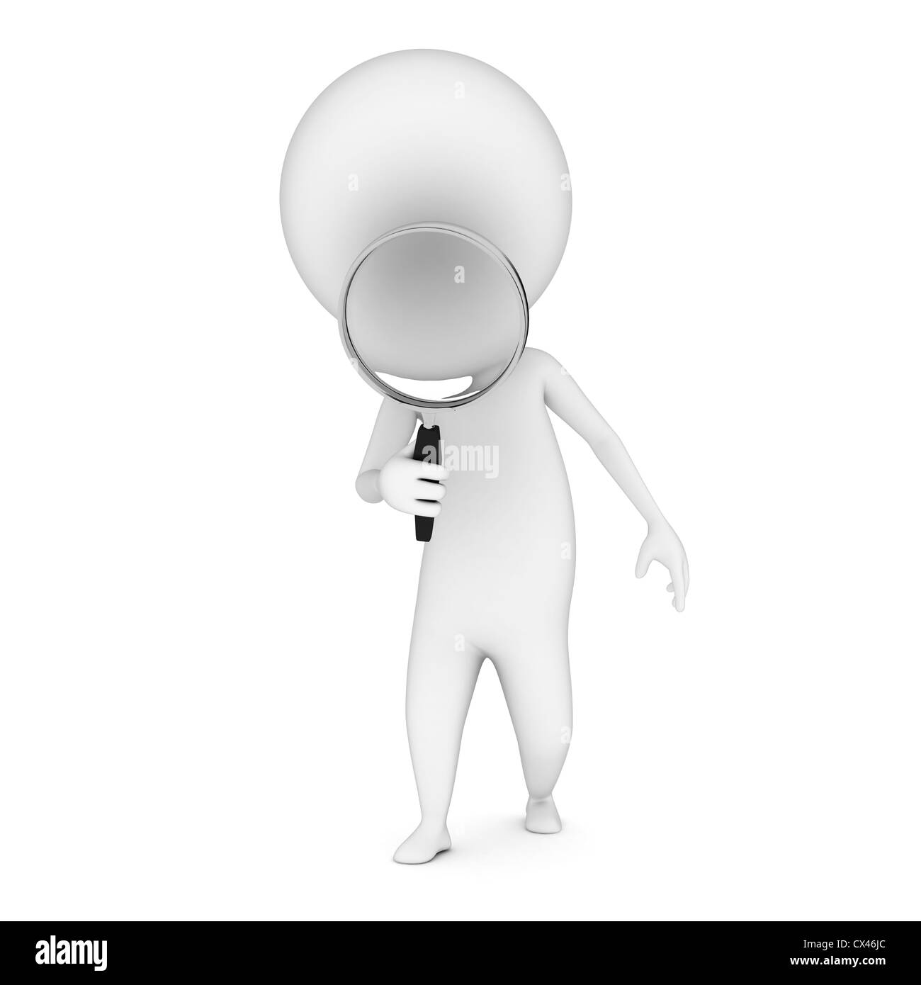 3D gerenderten Bild von einem Mann mit einer Lupe Stockfoto