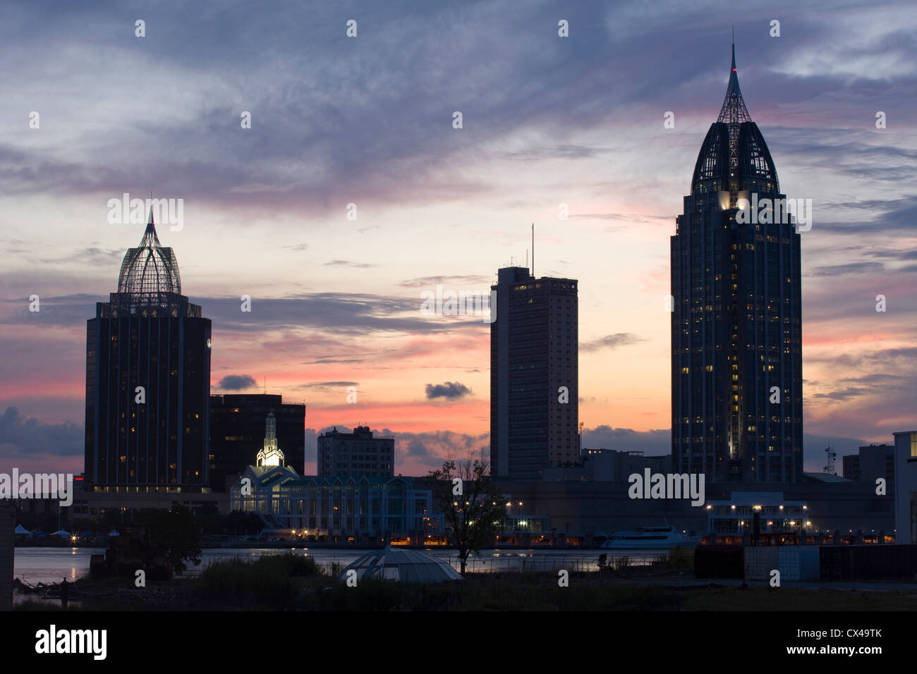 RSA SCHLACHT HAUS HOCHHAUS SKYLINE INNENSTADT MOBILE ALABAMA USA Stockfoto