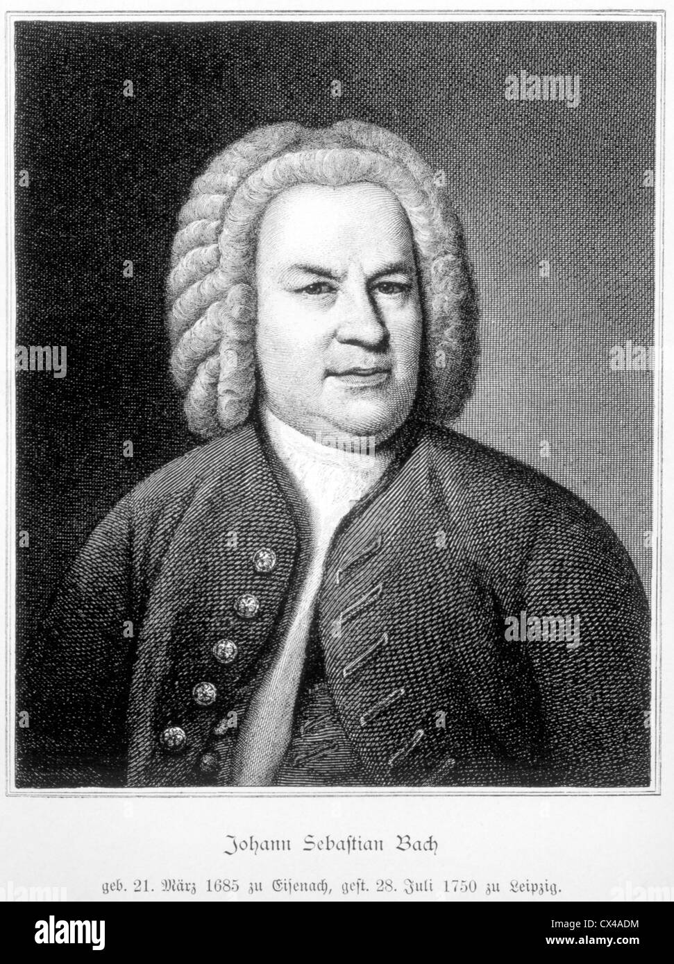 Johann Sebastian Bach, deutscher Komponist, Gravur Stockfoto