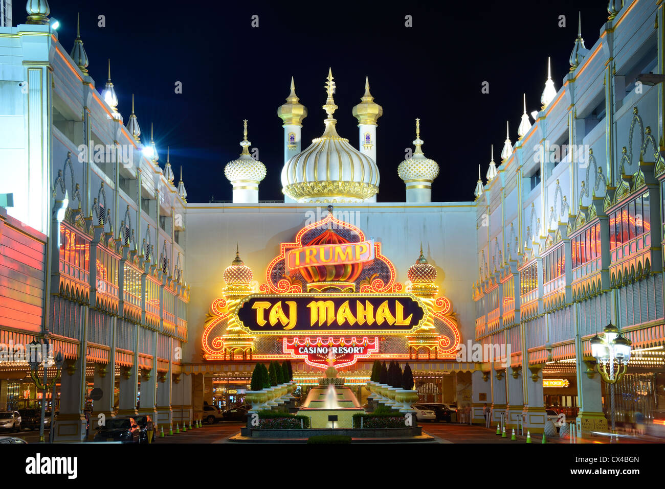 Fassade des Trump Taj Mahal Casino in Atlantic City, New Jersey, USA. Stockfoto
