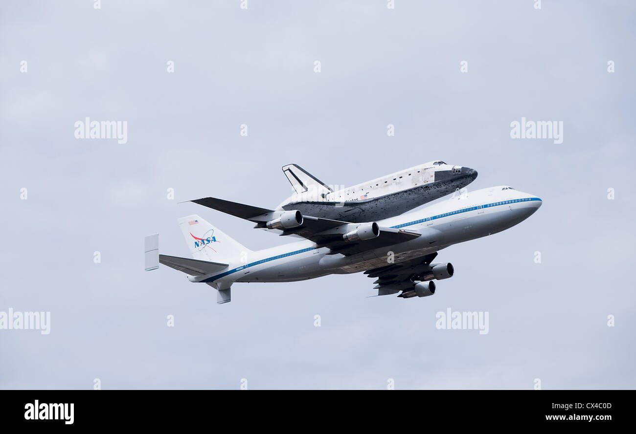 Space Shuttle Discovery letzten Flug an das Smithsonian Institut Udvar-Hazy Museum an Bord ein Shuttle Carrier Aircraft Stockfoto