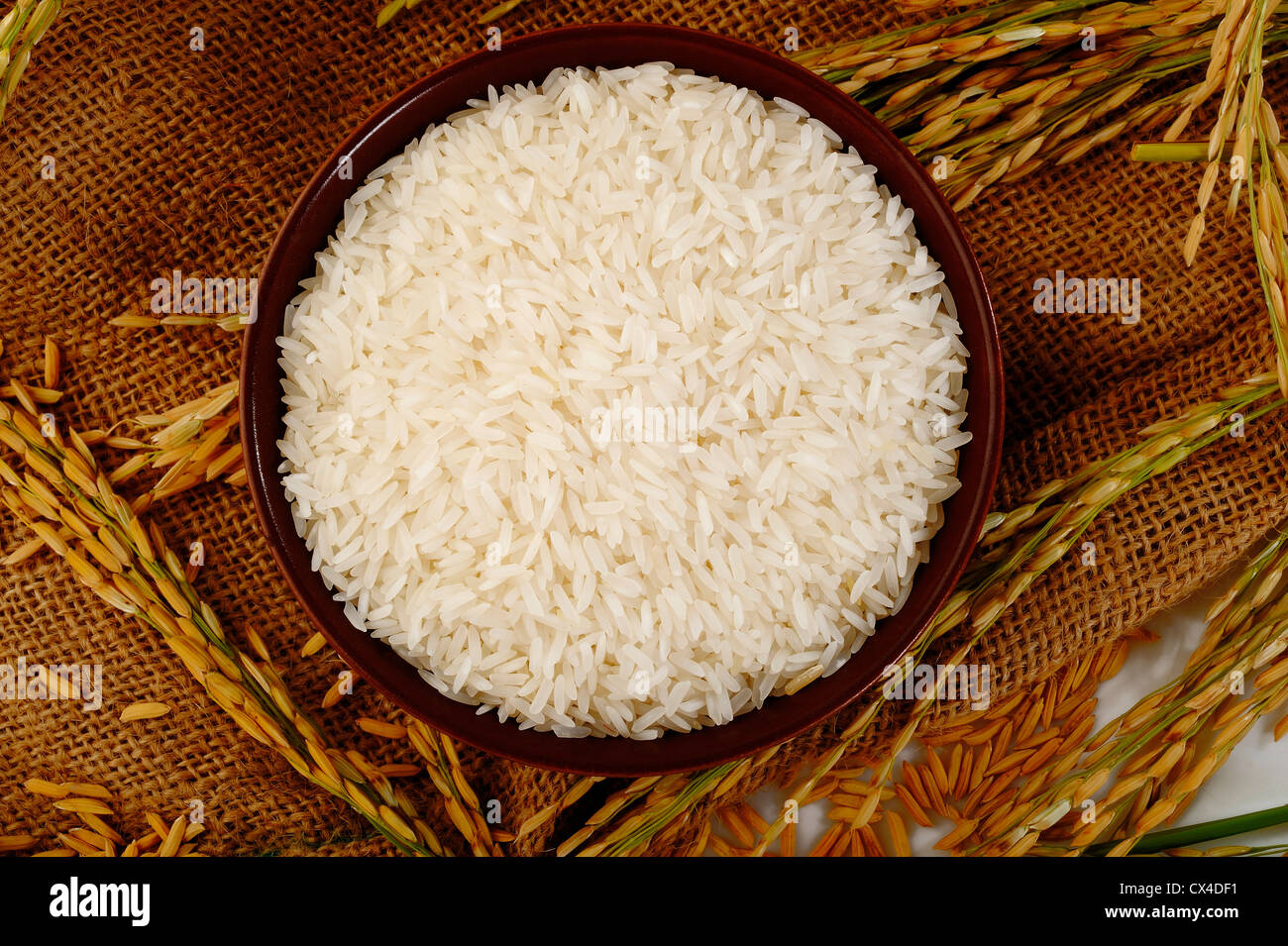 am Sack Reis Stockfoto