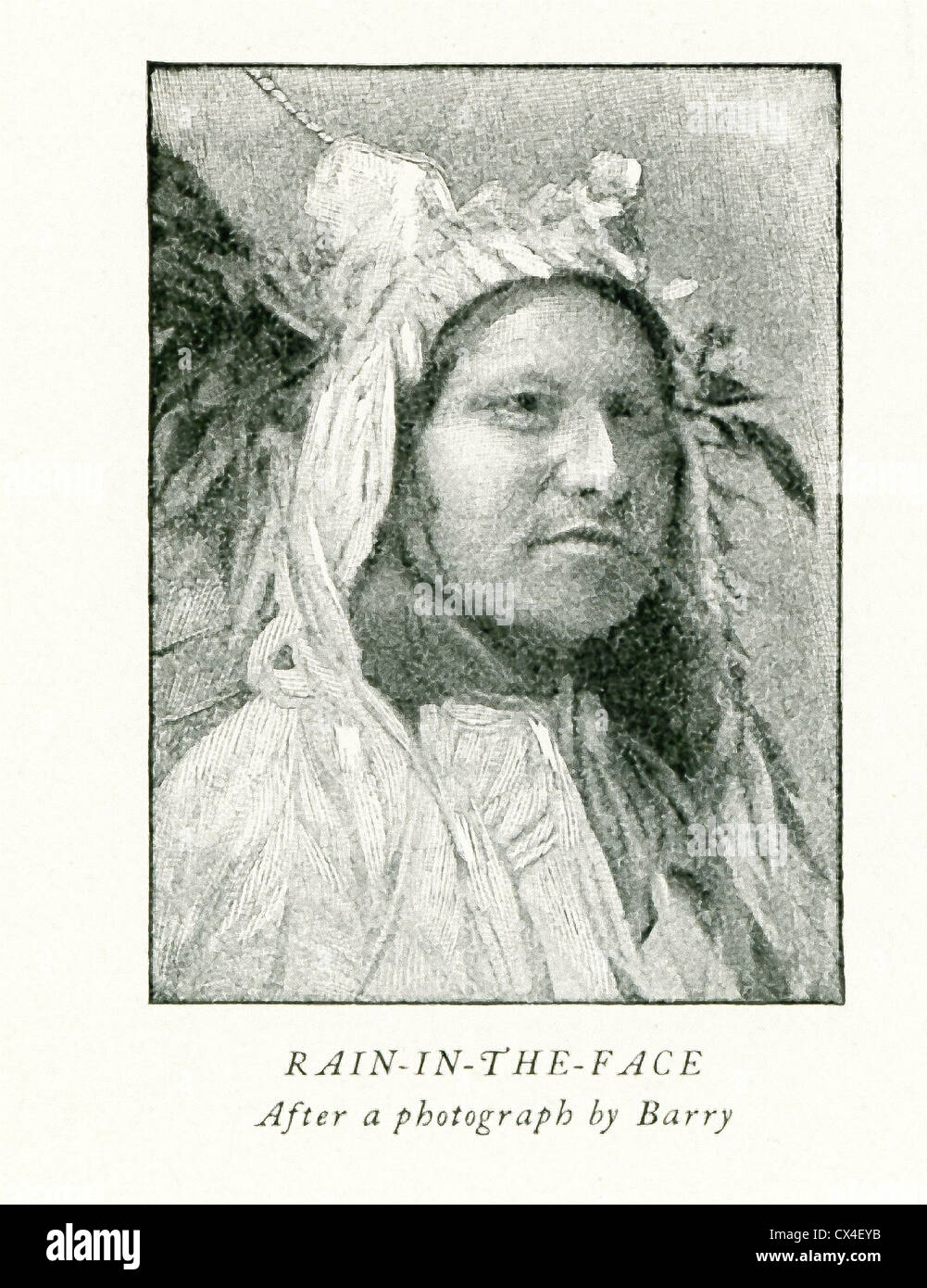Regen im Gesicht, ein Kriegshäuptling der Stamm der Lakota, Sitting Bull 1876 kam und ging mit ihm zum Little Big Horn River. Stockfoto