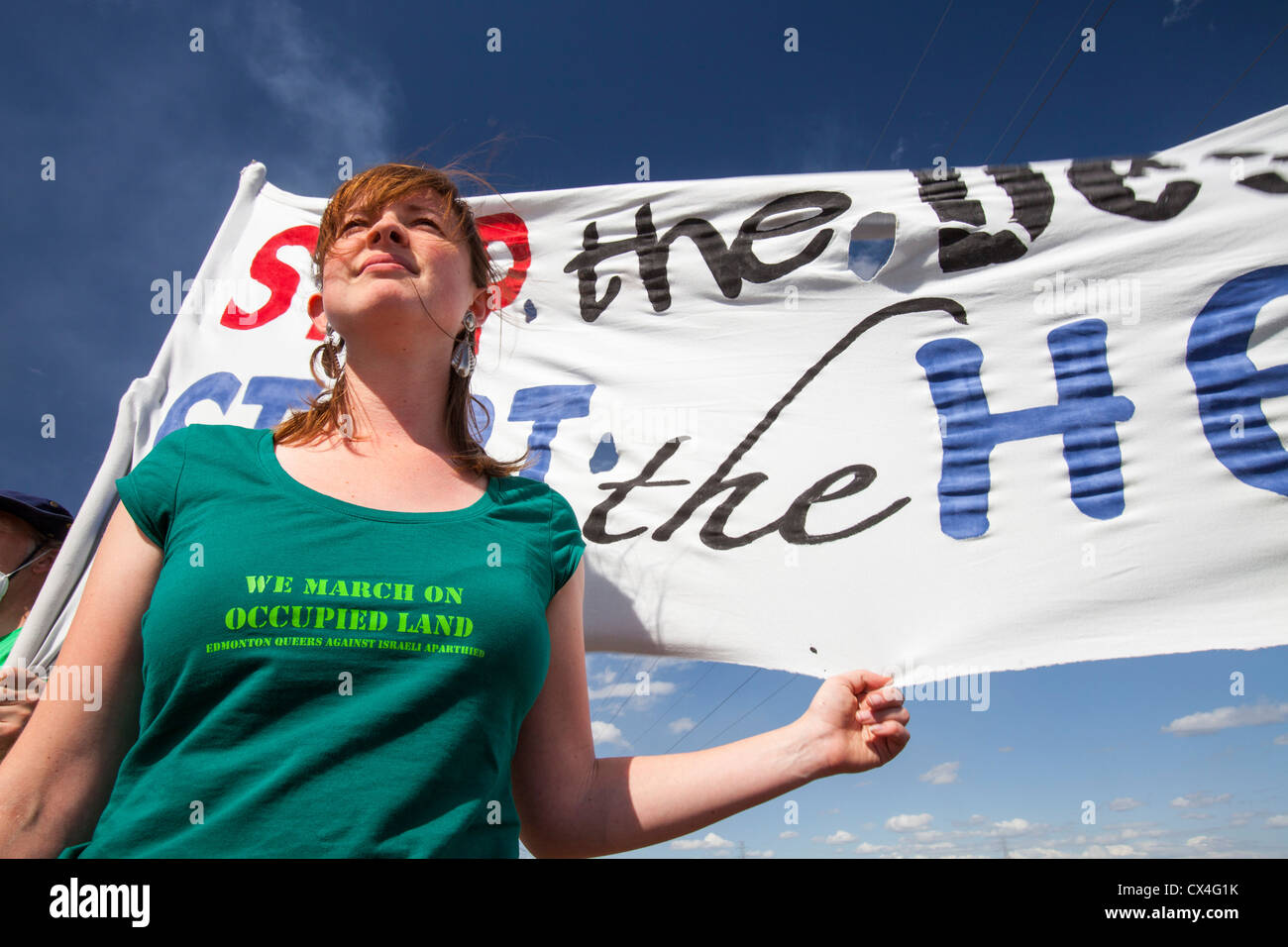 Erste Nation-Kanadier protestieren gegen die Zerstörung und Verschmutzung der Ölsand-Industrie am 4. jährlichen Heilung Walk Stockfoto