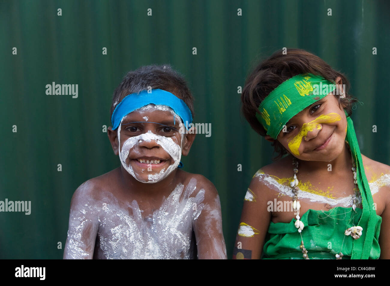 Einheimischen jungen und Mädchen beim Aboriginal Dance Festival. Laura, Queensland, Australien Stockfoto