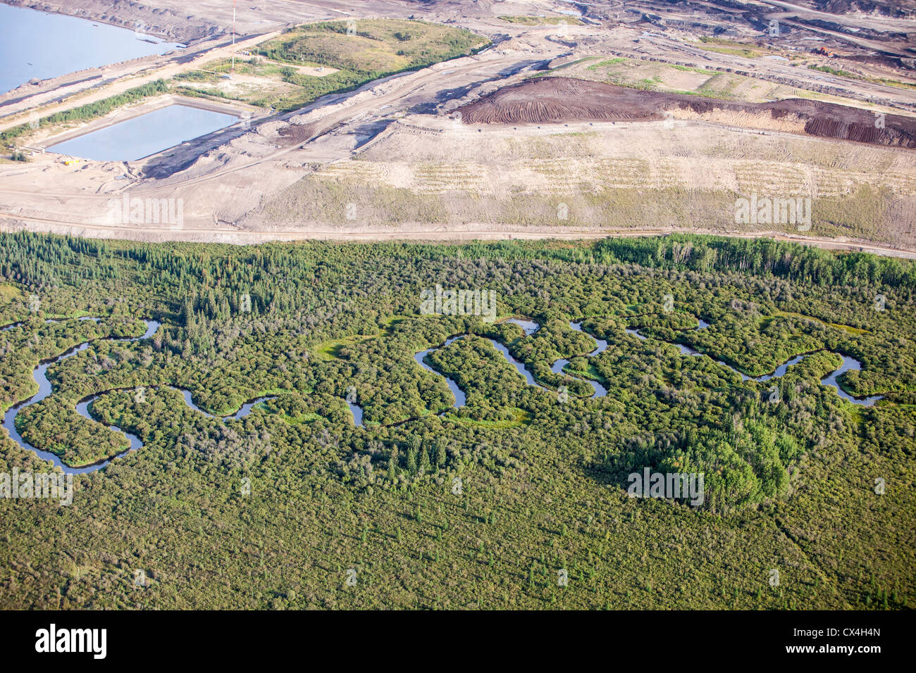 Klar borealen Waldbäume gefällt, um Platz zu machen für ein neues Tar mine nördlich von Fort McMurray, Alberta, Kanada Sands Stockfoto