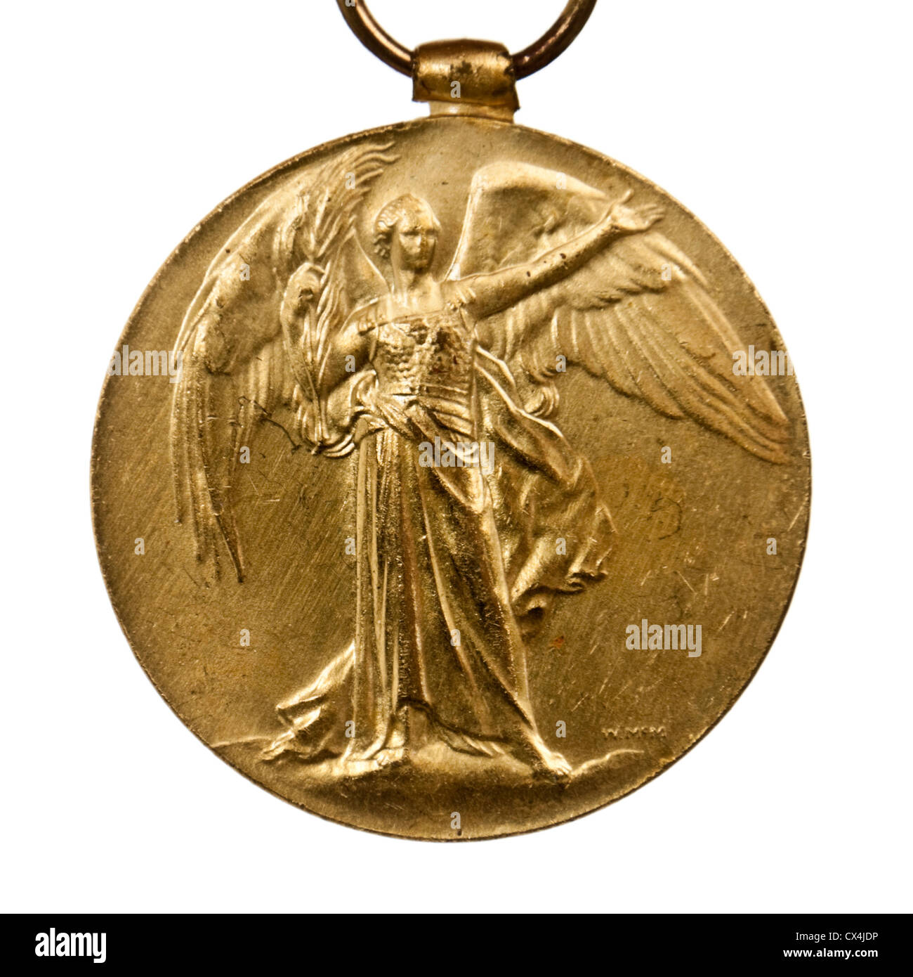 WW1 British "Sieg" Kampagne Medaille (Vorderseite), g.l. Hatcher (Sapper, Royal Engineers, Nr. 217) von Swindon, Wilts Stockfoto