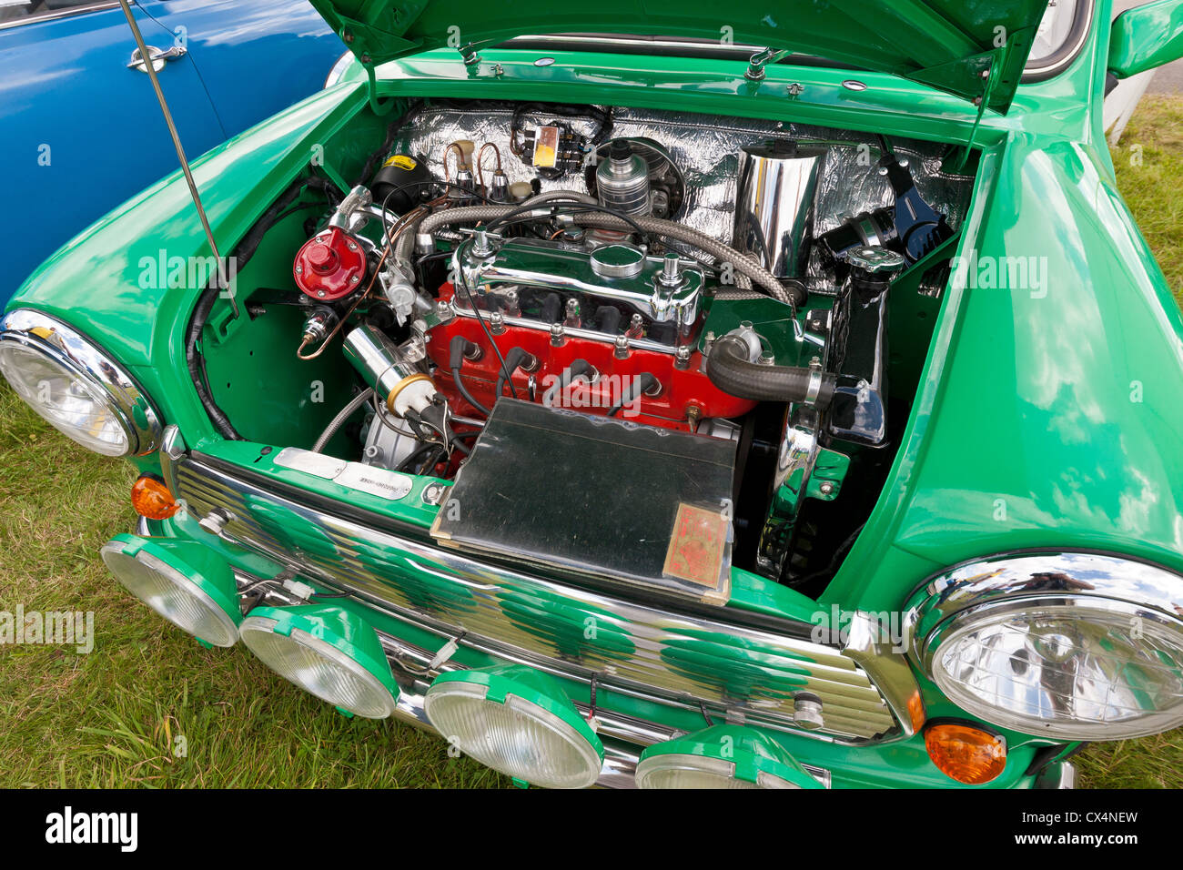 Restaurierten klassischen British Leyland Mini Oldtimer bei Best of British Show, Cotswolds (Kemble EGBP) Flughafen. JMH6085 Stockfoto