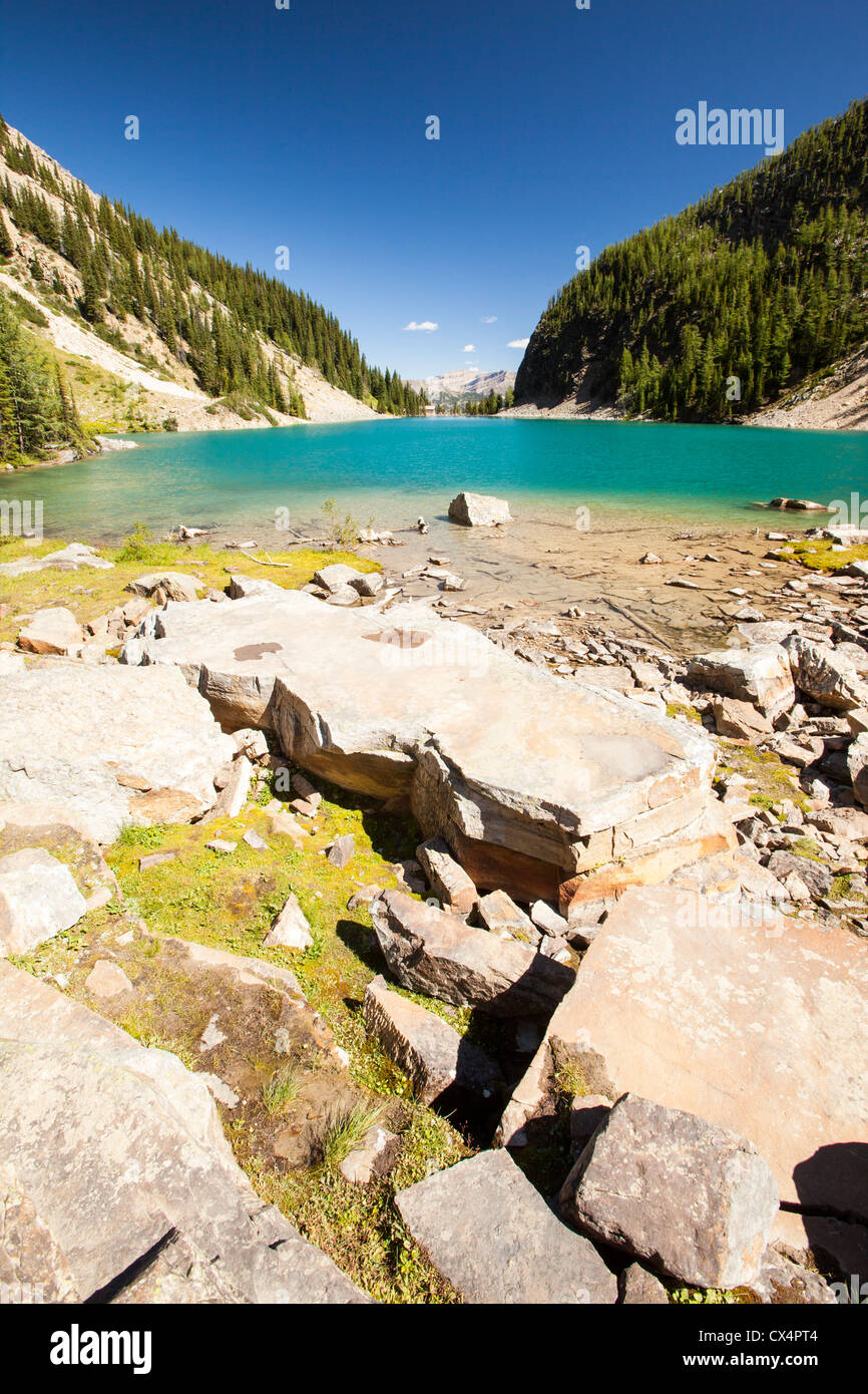 Ein kleiner See über Lake Louise in den kanadischen Rockies. Stockfoto